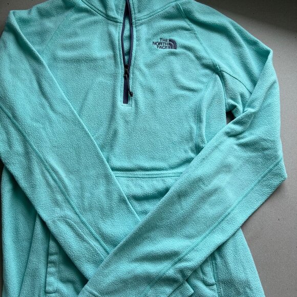 The North Face Women's 100 Glacier Quarter-Zip Fleece Top, Algae Blue, Size S/P - Picture 2 of 8